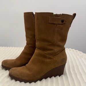 UGG Chestnut Suede Wedge Mid-Calf Boot
